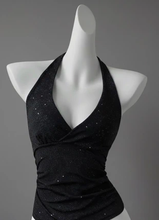 Top Noir Brillant decolté dos nu Soirée Taille M Y2K Vintage Chic, marca: Aesthetic, estado: Muy bueno, tamaño: M / 38 / 10, 25,00 €, 26,95 € Protección al comprador incluida