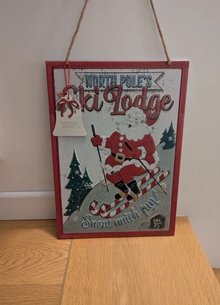 Panneau déco Noël Père Noël Ski Lodge, staat: Nieuw met prijskaartje, € 9,00, € 10,15 inclusief Kopersbescherming