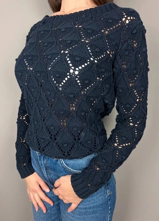 Pull Tommy Hilfiger bleu marine ajouré logo brodé - M femme - coton LTH 472, marque: Tommy Hilfiger, état: Bon état, taille: M / 38 / 10, 25,00 €, 26,95 € Protection acheteurs (Pro) incluse