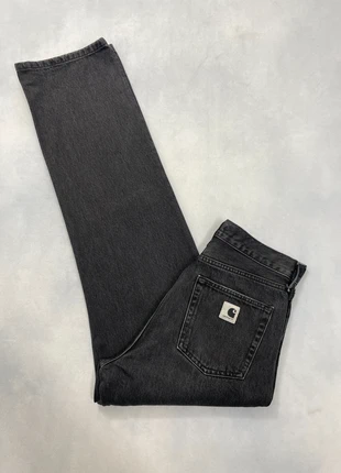 Jean Carhartt wip Gris Noir Large Droit taille Haute modèle W' Noxon Pant Denim - Taille S w27 #1125, merk: Carhartt, staat: Heel goed, maat: S / 36 / 8, € 49,00, € 52,15 inclusief Kopersbescherming Pro