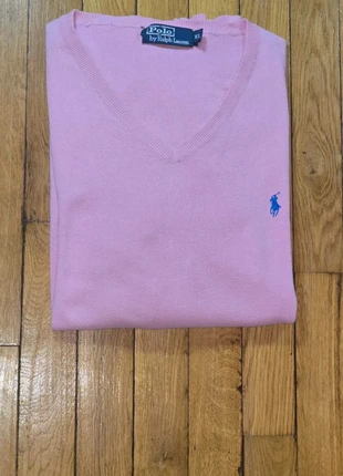 Pull léger col V Ralph Lauren – Rose, Cavalier Bleu, Taille XL (taille grand), 100% coton pima, marque: Ralph Lauren, état: Très bon état, taille: XL, 30,00 €, 32,20 € Protection acheteurs incluse