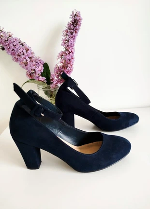 escarpins gēmo femme sangle cheville talon épais bout arrondi bleu marine daim (taille 39)., marque: Gémo, état: Très bon état, taille: 39, 5,00 €, 5,95 € Protection acheteurs incluse