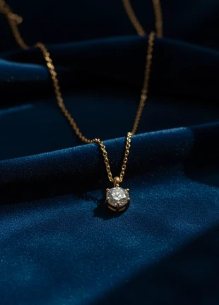 Gold Solitaire Pendant Necklace – Minimalist Single Stone Chain, Elegant Gift, brand: etsy, condition: New without tags, £5.95, £6.95 includes Buyer Protection