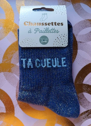 Chaussettes à paillettes "Ta Gueule" Le message est clair, la classe est là !, marque: STC, état: Neuf avec étiquette, taille: Taille unique, 4,90 €, 5,85 € Protection acheteurs (Pro) incluse