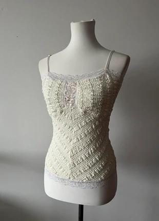 Vintage y2k 2000er top creme coquette fairy strass perlen stickerei, brand: Vintage Love, condizioni: Ottime, taglia: S / IT 40 / EU 36, €20.00, €21.70 include la Protezione acquisti