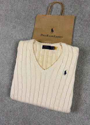 Pull Col V Torsadé Ralph Lauren / Cable Knit XS Crème Femme  | Logo Brodé | Old Money RAJ2A17, brand: Ralph Lauren, condition: Very good, size: XS / 34 / 6, €42.80, €45.64 includes Buyer Protection