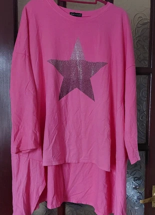 Bows Boutiques Hot Pink Sequin Star Longline Top Size 22-24, brand: Bows Boutiques, condition: Very good, size: XL / UK 20-22, £4.95, £5.90 includes Buyer Protection