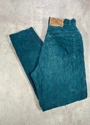 Pantalon Vintage En Velours Côtelé / Corduroy Cenza bleu-vert a côtes coton taille 8, marca: Vintage Dressing, estado: Muito bom, tamanho: XS / 34 / 6, €11.00, €12.25 inclui Proteção do Comprador Pro
