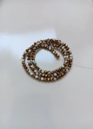 Fil de perles rondelles à facettes en verre, bicolores blanc/doré 4x3 mm - PBLC2-5, staat: Nieuw met prijskaartje, € 1,30, € 2,07 inclusief Kopersbescherming Pro
