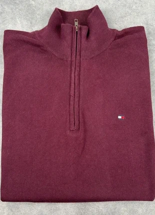 Pull Homme Tommy Hilfiger Manches longues Col zippé Bordeaux Coton Taille 2XL, brand: Tommy Hilfiger, condizioni: Ottime, taglia: XXL, €25.00, €26.95 include la Protezione acquisti