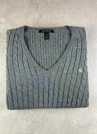 Pull Torsadé Ralph Lauren Gris Taille M Col V Vneck Cable Knit Sweater jumper A091, marque: Ralph Lauren, état: Très bon état, taille: M / 38 / 10, 45,00 €, 47,95 € Protection acheteurs incluse