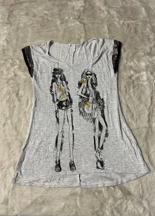 T-shirt – Gris, Doré & Noir – Taille L – Paillettes – Y2K / Vintage, marque: Tendance, état: Très bon état, taille: L / 40 / 12, 3,00 €, 3,85 € Protection acheteurs incluse