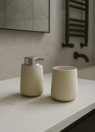 🇩🇰 Set ZONE Denmark collection NOVA – distributeur de savon + gobelet, marca: Nova, estado: Muito bom, €55.00, €58.45 inclui Proteção do Comprador