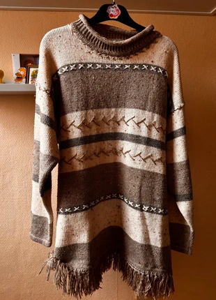 Vintage Cozy Knitted Wool Sweater Autumn Cabin Cottage Winter Warm Retro Hippie Embroded Fringe, marque: Vintage, état: Très bon état, taille: XL / 42 / 14, 12,00 €, 13,30 € Protection acheteurs incluse
