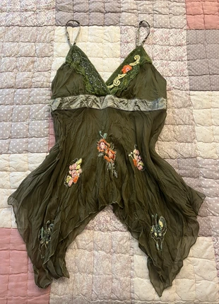 coquette green see through mesh asymetrical beaded camisole fairycore whimsical, brand: COQUETTE, condition: Very good, size: M / 38 / 10, €30.00, €32.20 includes Buyer Protection Pro