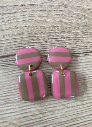 Boucle à rayures, rose, rose et Camel, brand: FIMO, condition: Very good, €5.00, €5.95 includes Buyer Protection