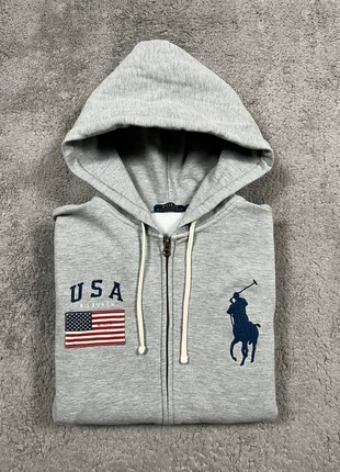 Sweat à capuche full zip Ralph Lauren | Gris | Taille M Homme, brand: Ralph Lauren, condition: Very good, size: M, €42.00, €44.80 includes Buyer Protection