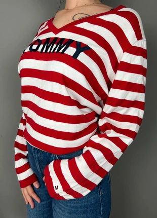 pull Tommy Hilfiger rayé rouge blanc logo brodé - taille L femme - coton LTH 536, marque: Tommy Hilfiger, état: Très bon état, taille: L / 40 / 12, 18,00 €, 19,60 € Protection acheteurs (Pro) incluse