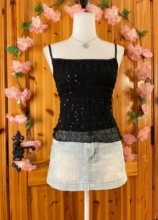 Sequin Mesh Cami | Shimmer Panel | Y2K Party Top | 887., brand: Glam, condition: Very good, size: S / 36 / 8, €17.50, €19.08 includes Buyer Protection