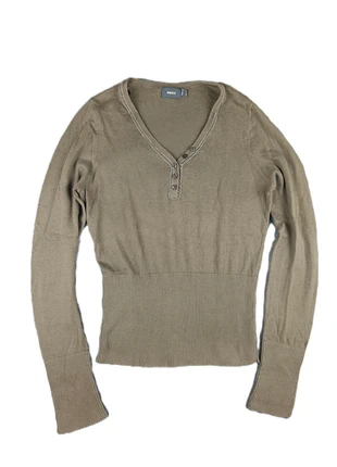 Pull fin kaki mexx bouton col - maille cotelé cintrée à la taille vintage Y2K 2000s, marque: Vintage Dressing, état: Très bon état, taille: M / 38 / 10, 20,00 €, 21,70 € Protection acheteurs (Pro) incluse