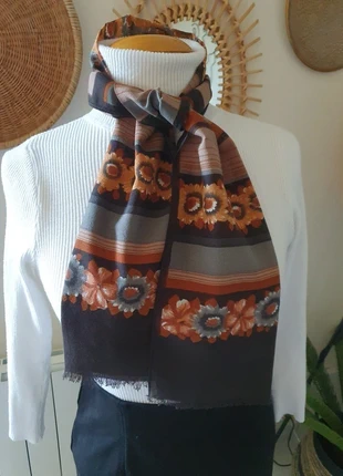 Superbe foulard écharpe ancien vintage tons marron rouille gris, merk: Vintage, staat: Heel goed, € 5,00, € 5,95 inclusief Kopersbescherming Pro