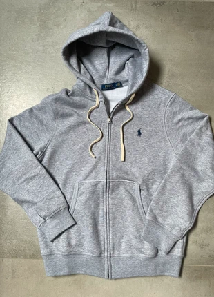 Pull sweat à capuche zippé gilet zip Ralph Lauren / Gris cheval bleu marine / Taille S, merk: Ralph Lauren, staat: Nieuw zonder prijskaartje, maat: S, € 69,00, € 73,15 inclusief Kopersbescherming
