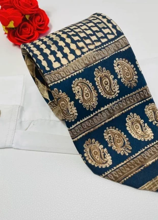 Cravate vintage  Edsor Kronen en soie - motif Cachemire - beige bleu marine - très bon état, merk: Edsor Kronen, staat: Heel goed, € 20,00, € 21,70 inclusief Kopersbescherming Pro