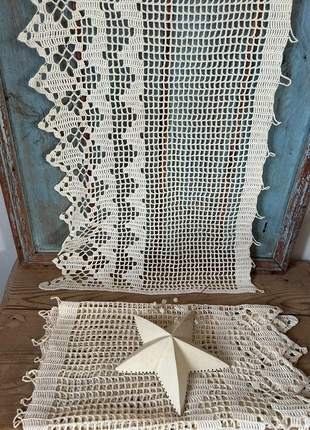 Paire de jolis rideaux brise-bise crochetés à la main – Vintage, marque: Vintage crochet, état: Très bon état, taille: Jusqu'à 149 cm, 16,00 €, 17,50 € Protection acheteurs incluse