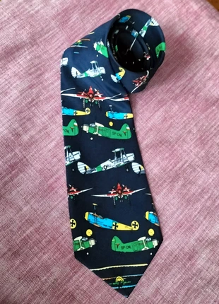 Vintage stropdas Montebello met retro vliegtuigen, merk: montebello, staat: Nieuw zonder prijskaartje, € 6,90, € 7,95 inclusief Kopersbescherming