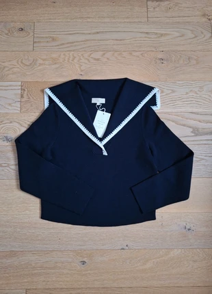 Pull Naya Femme Sézane - Marine (détails écru) - Taille M – Neuf avec étiquette 🏷, marca: Sézane, estado: Nuevo con etiquetas, tamaño: M / 38 / 10, 145,00 €, 152,95 € Protección al comprador incluida