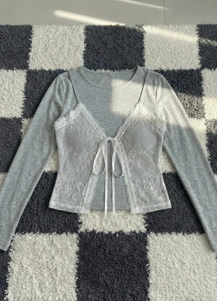 Top gris superposition dentelle style romantique automne taille S, brand: Vintage Dressing, condition: Very good, size: S / 36 / 8, €32.90, €35.25 includes Buyer Protection