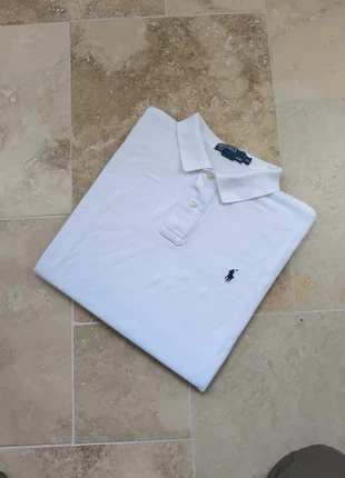 Polo Ralph Lauren - Homme XL coupe droite - Blanc logo marine - Coton piqué, marca: Ralph Lauren, estado: Bom, tamanho: XL, €20.00, €21.70 inclui Proteção do Comprador Pro