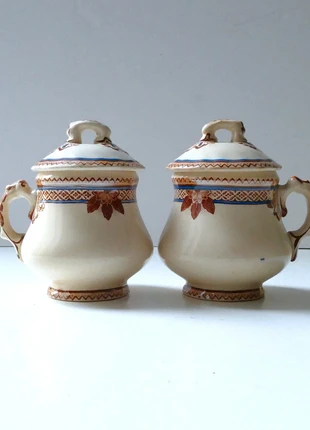 2 petits pots à crème ancien faïence Creil Montereau et Choisy Shabby Chic, marque: Creil & Montereau, état: Bon état, 30,00 €, 32,20 € Protection acheteurs (Pro) incluse
