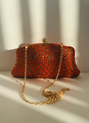 Orange Rhinestone Clutch Bag, brand: NO LABEL, condition: New without tags, £28.00, £30.10 includes Buyer Protection Pro