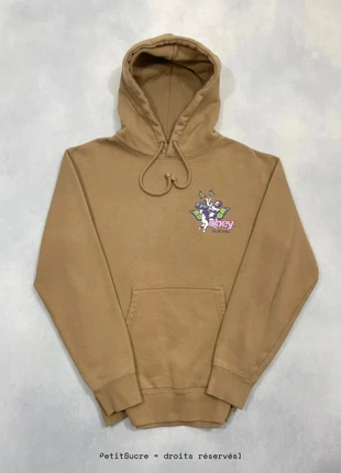 Pull Obey Marron imprimé coupe Large Hoodie Oversize Sweatshirt - Taille S #921, marke: Obey, zustand: Gut, größe: S, 39,00 €, 41,65 € beinhaltet Vinted-Käuferschutz Pro