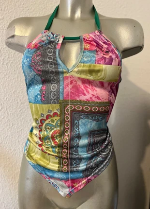 Top patchwork bohème chic en soie - couleurs vives & détails satinés, brand: suisse, condition: New without tags, size: S / 36 / 8, €28.00, €30.10 includes Buyer Protection
