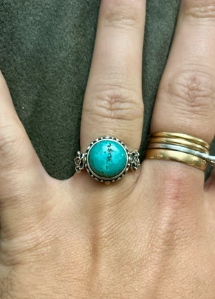 Bague fleur en argent massif et turquoise, marque: Argent, état: Très bon état, taille: 19,8 mm, 63,95 €, 67,85 € Protection acheteurs (Pro) incluse