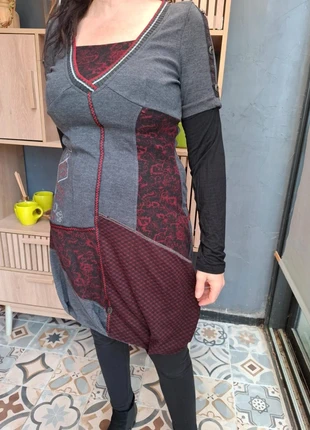 🩶Robe Patchwork (T.2) urbain chic Déstructurée, coupe boule, marque: Vintage Dressing, état: Neuf avec étiquette, taille: M / 38 / 10, 29,95 €, 32,15 € Protection acheteurs incluse