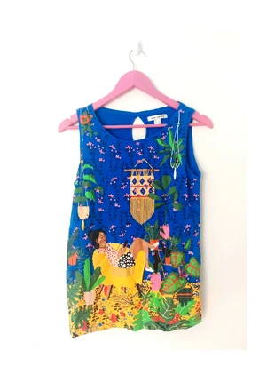 Camiseta azul sin mangas Venca Talla M – Estampado multicolor ilustración cozy 💙, marca: Venca, estado: Novo sem etiquetas, tamanho: M / 38 / 10, €5.00, €5.95 inclui Proteção do Comprador