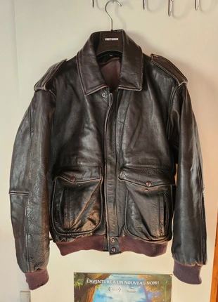 Blouson cuir aviateur, marque: friperie, état: Bon état, taille: L, 45,00 €, 47,95 € Protection acheteurs incluse