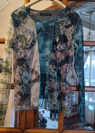 Haut Résille / Mesh Imprimé Vert Tendance Y2K Fred Sabatier, marke: Fred Sabatier, zustand: Sehr gut, größe: XL / 42 / 14, 5,00 €, 5,95 € inklusive Vinted-Käuferschutz