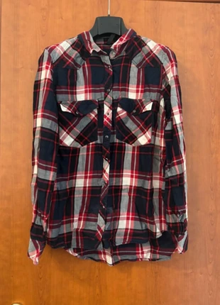 Camicia a quadri Stradivarius donna rosso blu - stile vintage casual, marque: Stradivarius, état: Très bon état, taille: XL / 42 / 14, 7,00 €, 8,05 € Protection acheteurs incluse