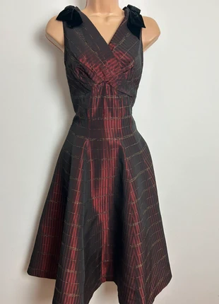 Vintage 50s 60s size 8 maroon burgundy & gold pinstripe party prom Xmas day dress, brand: Vintage Dressing, condition: Good, size: S / 8, £22.00, £23.80 includes Buyer Protection Pro