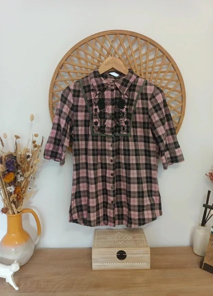 Blusa Mystic tartan embroidered – camisa cuadros boho folk bordada – talla 38, marque: Mystic, état: Très bon état, taille: M / 38 / 10, 9,00 €, 10,15 € Protection acheteurs incluse