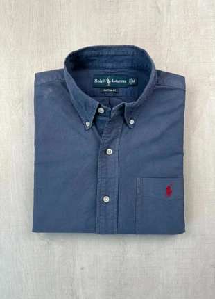Chemise Ralph Lauren bleu marine col boutonné coton logo rouge brodé M homme Custom Fit, brand: Ralph Lauren, condition: Very good, size: M, €45.00, €47.95 includes Buyer Protection Pro