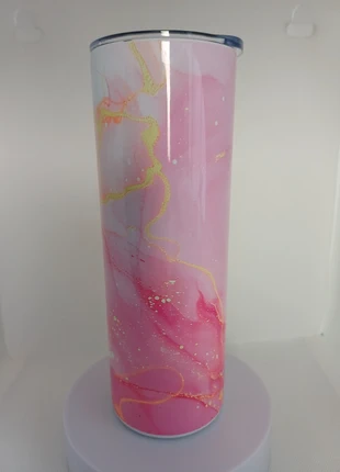 Tumbler/Gourde isotherme – design marbré rose & jaune, état: Neuf avec étiquette, 16,00 €, 17,50 € Protection acheteurs (Pro) incluse