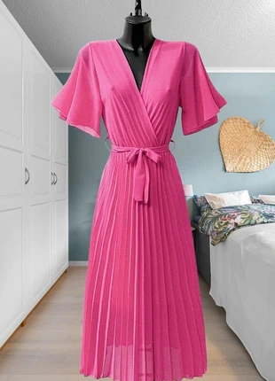 Robe longue plissée manches courtes rose, brand: Boutique Parisienne, condition: Very good, size: S / 36 / 8, €33.00, €35.35 includes Buyer Protection Pro