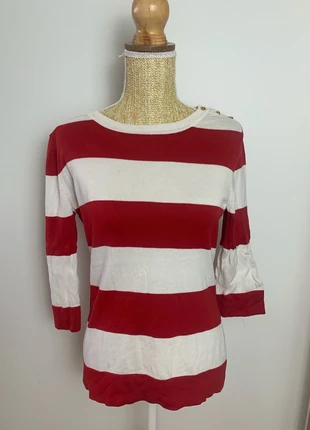 Pull Col Rond à rayures Rouge et Blanc Tommy Hilfiger - Taille L Femme - Pima Cotton, brand: Tommy Hilfiger, condition: Very good, size: L / 40 / 12, €12.00, €13.30 includes Buyer Protection Pro