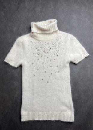 Pull sans manche avec paillette col roulé beige blanc laine et mohair tout doux, marque: Bluewish, état: Très bon état, taille: S / 36 / 8, 25,00 €, 26,95 € Protection acheteurs (Pro) incluse