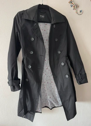 Trench noir, merk: Jennyfer, staat: Heel goed, maat: S / 36 / 8, € 7,00, € 8,05 inclusief Kopersbescherming